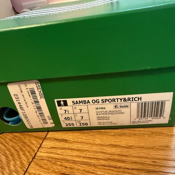 Adidas x Sporty and Ruch Samba Cream and Blue Sneakers - Picture 2 of 6